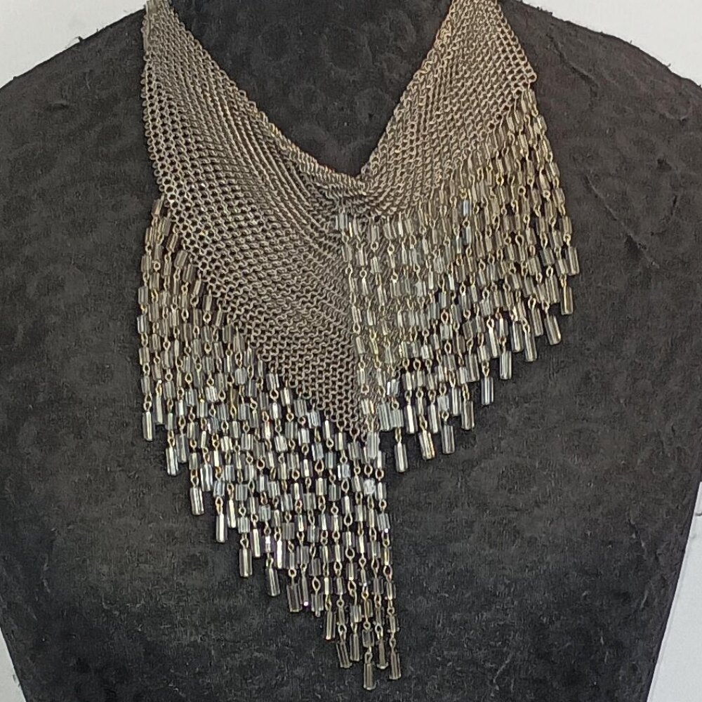 Ferrara Whiting and Davis Asymmetrical Ring Mesh Necklace - Picture 1 of 4